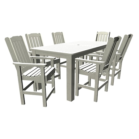 Highwood Usa Lehigh 7pc Rectangular Counter Height Outdoor Patio Furniture Dining Set 84 x 42 AD-ST7LH2CO5BA-WHE
